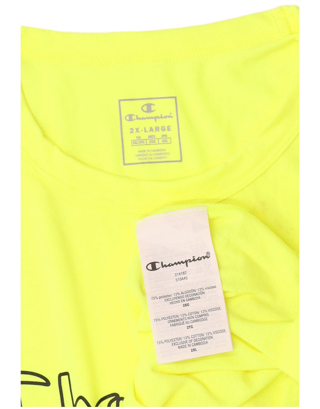 Champion T-shirt graphique pour homme 2XL Jaune Polyester