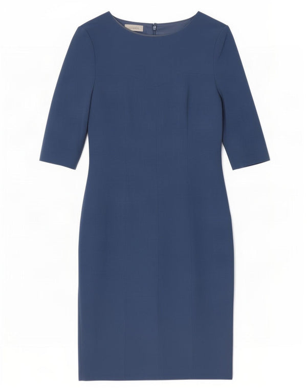 Hobbs Robe fourreau à manches 3/4 pour femme UK 10 Small Bleu Viscose