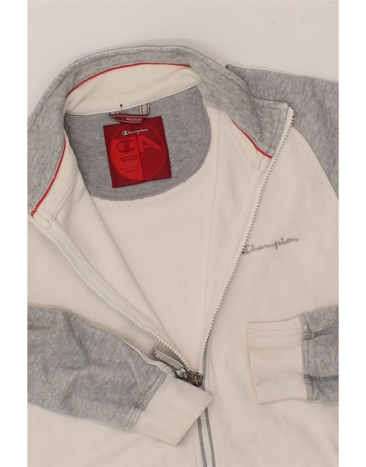 CHAMPION Womens Tracksuit Top Jacket UK 14 Medium Grey Colourblock Cotton Vintage Champion and Second-Hand Champion from Messina Hembry 