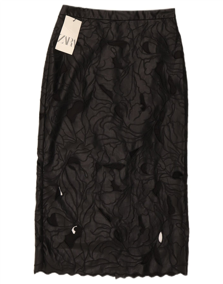 Zara Jupe En Cuir Femme Petite W26 Noir Floral