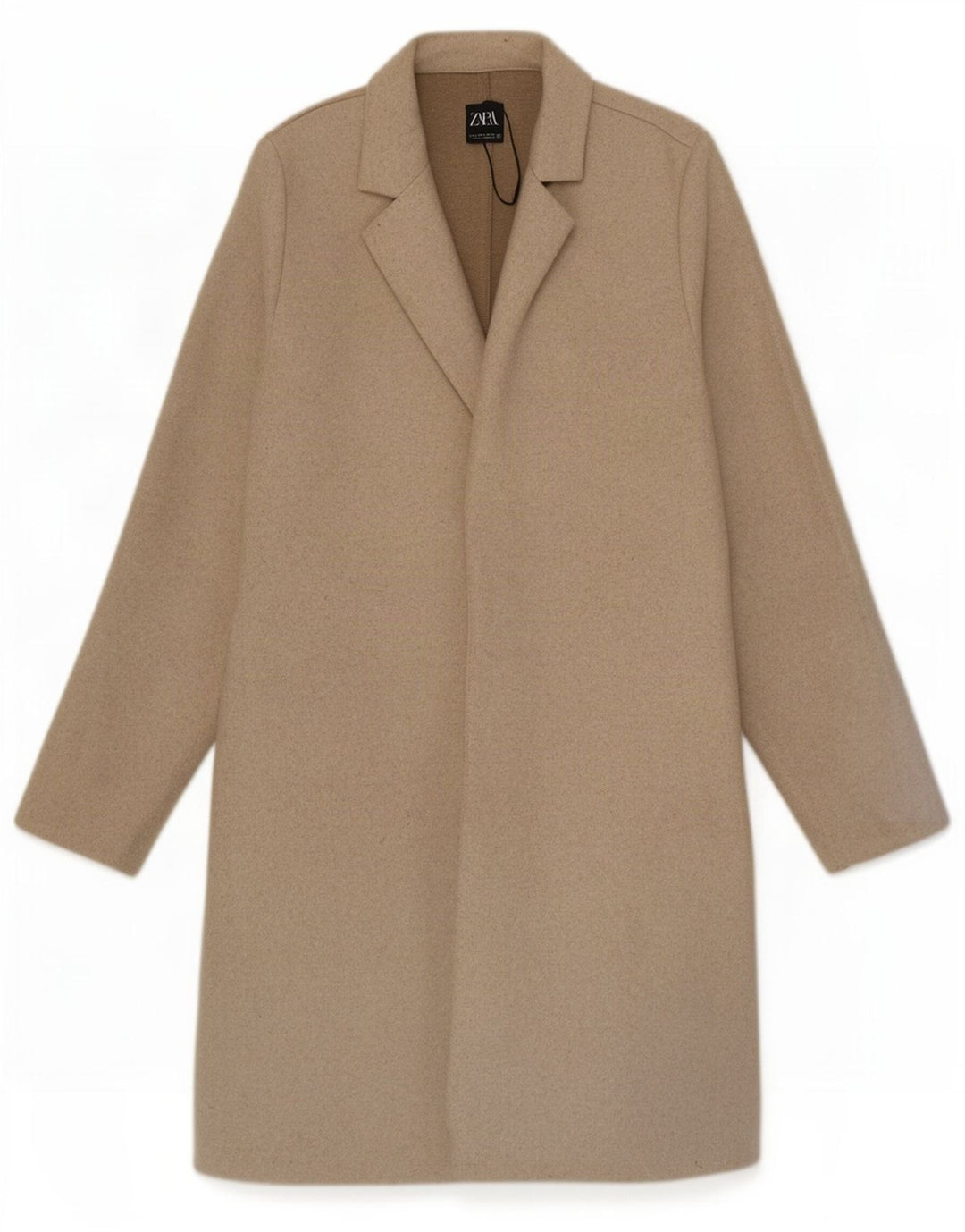 Zara Femme Manteau Ouvert UK 10 Petit Beige Polyester