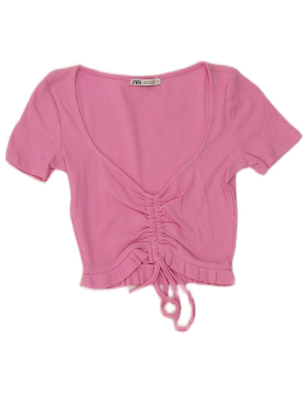 Zara Femme Crop Top UK 8 Petit Rose