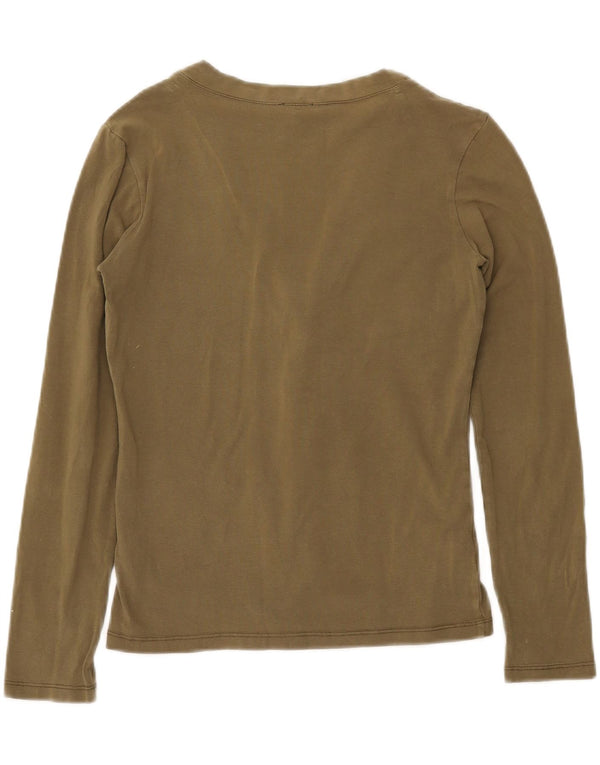 CALVIN KLEIN JEANS Pull Cardigan Femme UK 10 Petit Kaki Coton