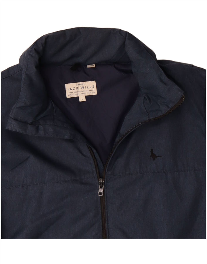 JACK WILLS Veste coupe-vent à capuche pour homme UK 40 Large Bleu Marine Polyamide