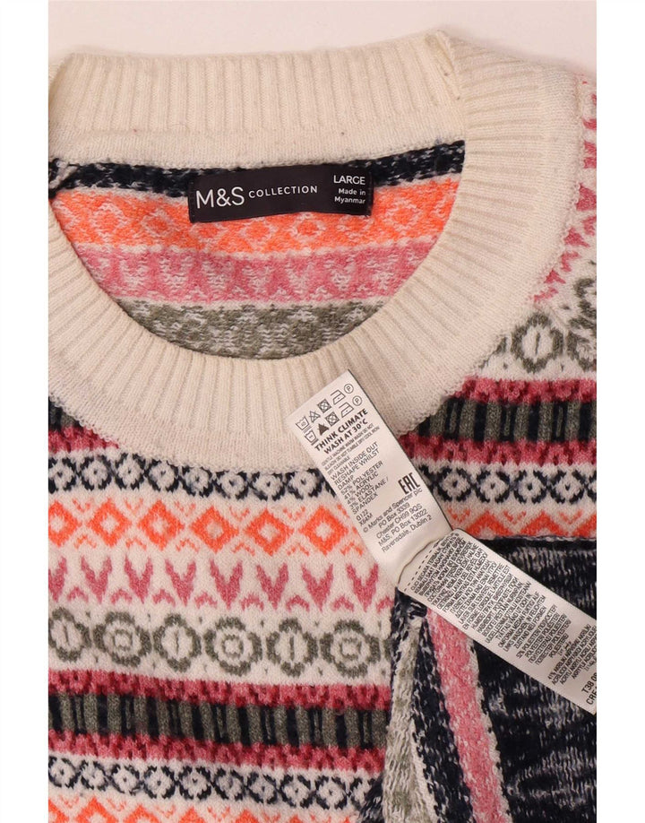 Marks & Spencer Pull col bateau pour homme Large Multicolore Fair Isle