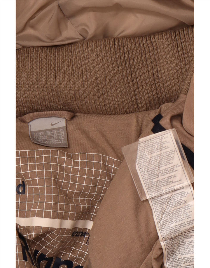 NIKE Veste rembourrée à capuche courte pour femme UK 8/10 Petit Marron Polyester