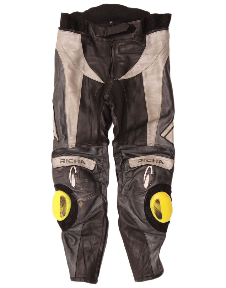 Richa Pantalon en cuir pour homme EU 52 Large W34 L29 Noir Colourblock