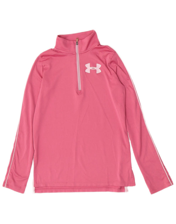 Under Armour Haut à col zippé et manches longues pour fille 9-10 ans Rose moyen Sports