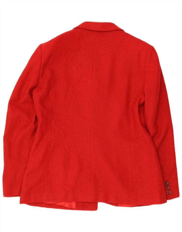 Stefanel Veste Blazer 3 Boutons Femme UK 14 Laine Rouge Moyen