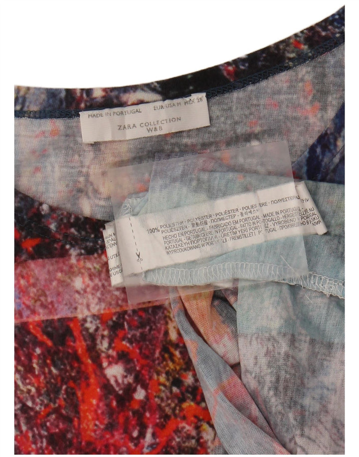 ZARA Womens Abstract Pattern Blouse Top UK 12 Medium Multicoloured