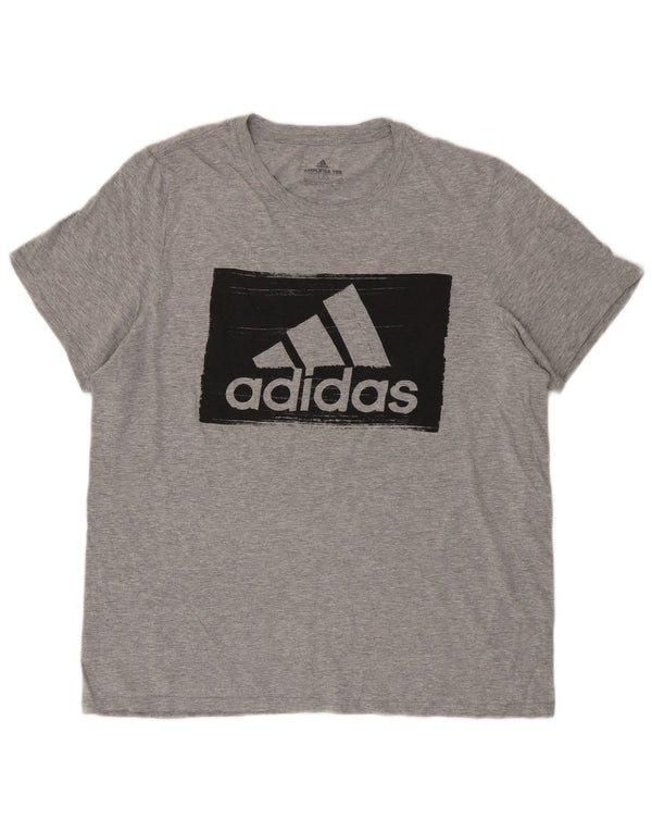 Adidas T-shirt graphique pour hommes, grand, gris, coton