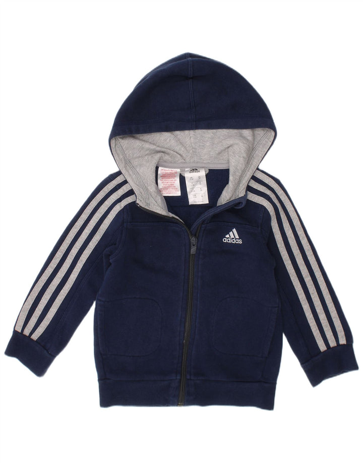 Adidas Pull à capuche zippé garçon 2-3 ans Bleu marine Coton