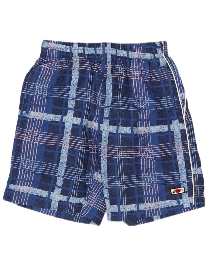 ASICS Short de bain homme petit bleu à carreaux en polyester