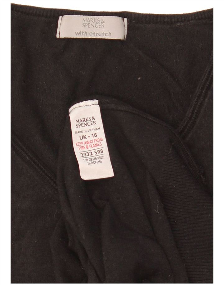 Marks & Spencer Pull court à col en V pour femme UK 16 Large Noir