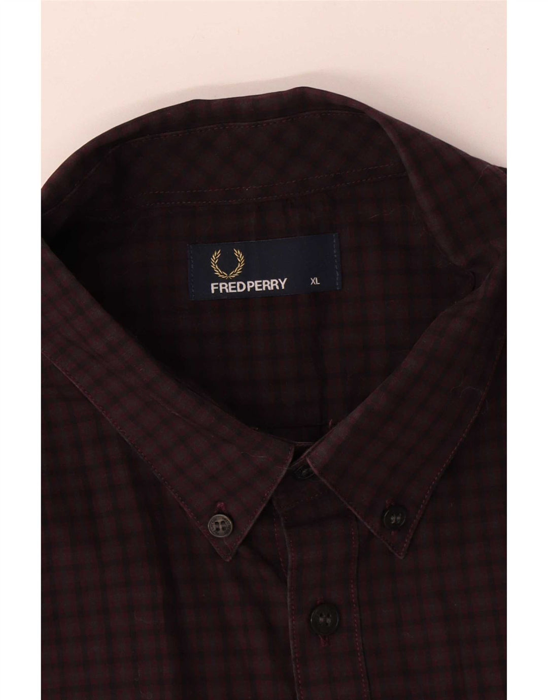 Fred Perry Chemise Homme XL Bordeaux Check Coton