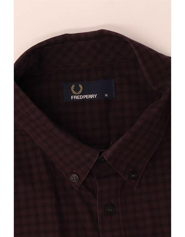 Fred Perry Chemise Homme XL Bordeaux Check Coton