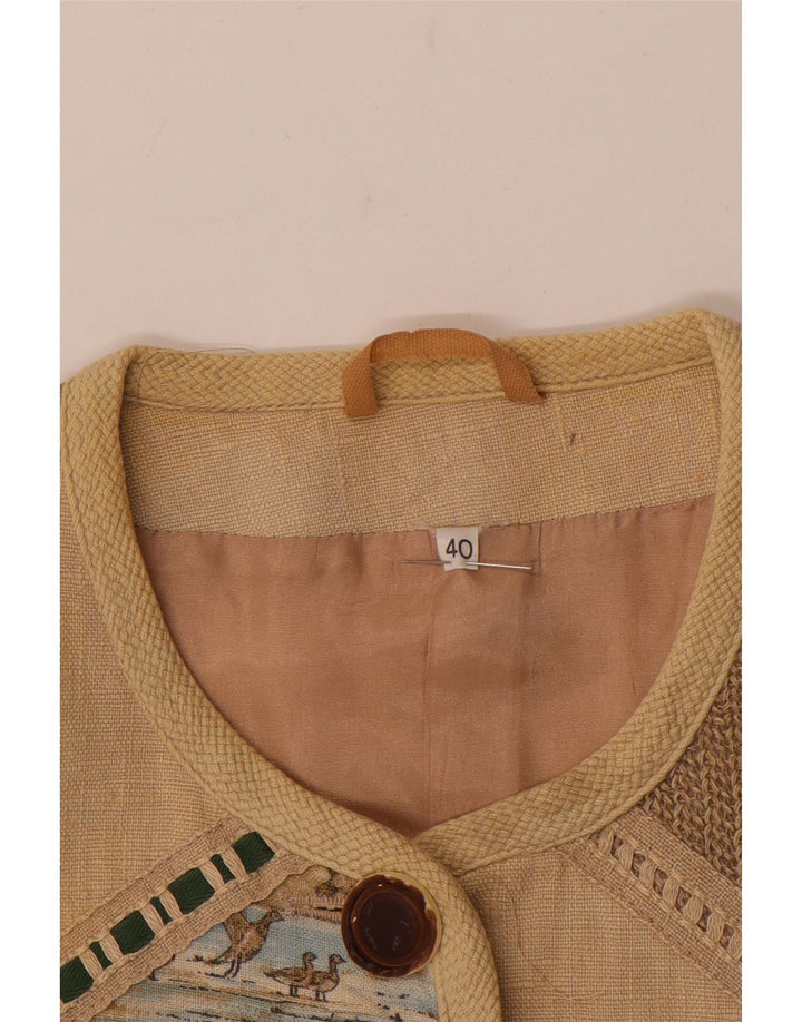 vintage Femmes Surdimensionné 5 Bouton Blazer Veste EU 40 Beige Moyen