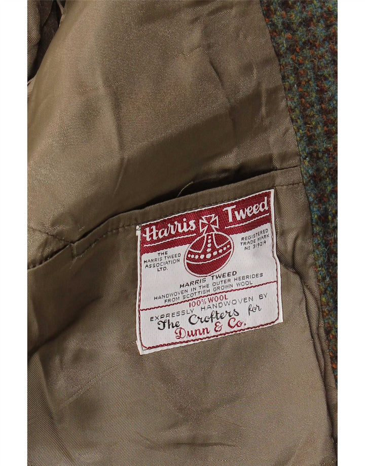 Harris Tweed Veste blazer à 3 boutons pour homme UK 38 Kaki pied-de-poule moyen