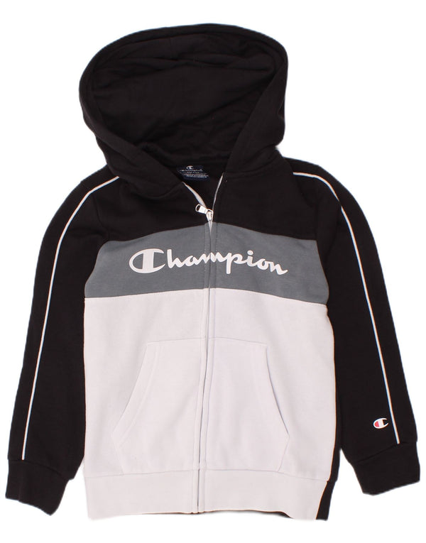 Champion Pull à capuche zippé graphique pour garçon 7-8 ans Petit color block noir