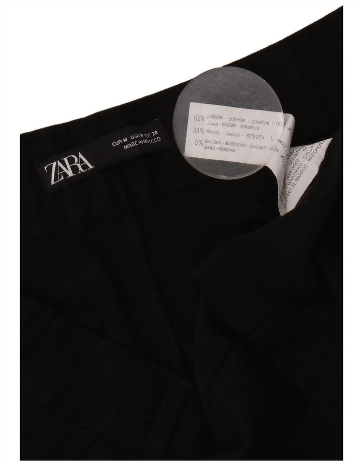 Zara Femme Pantalon Court Droit Moyen W30 L25 Noir Polyester