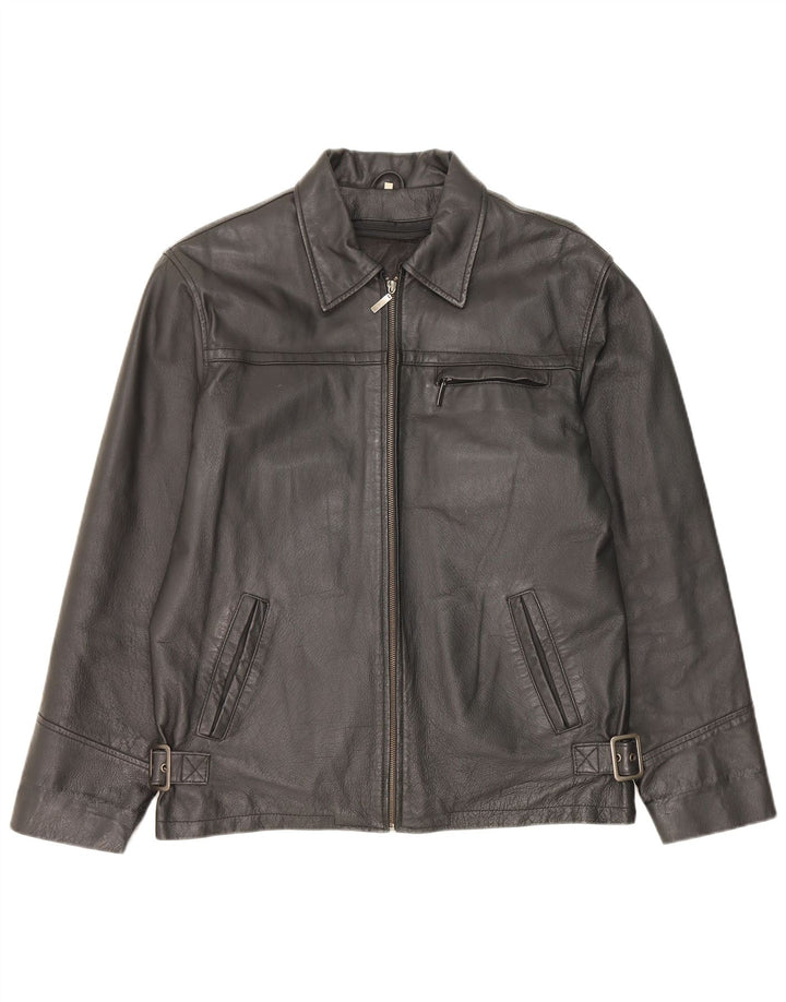 Veste en cuir homme vintage IT 48 Cuir noir moyen