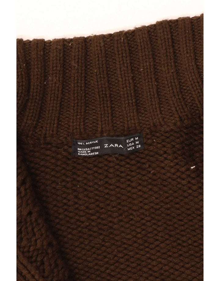 Zara Cardigan Femme Pull UK 12 Marron Moyen