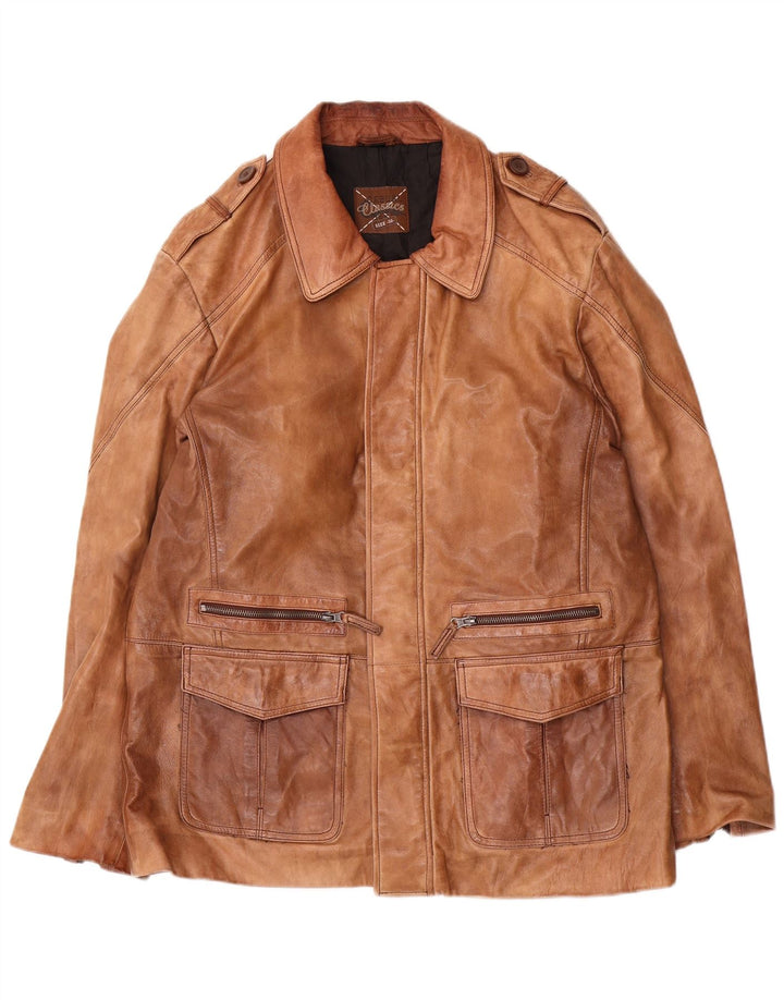Classics Veste en cuir militaire pour homme IT 50 Grand cuir marron