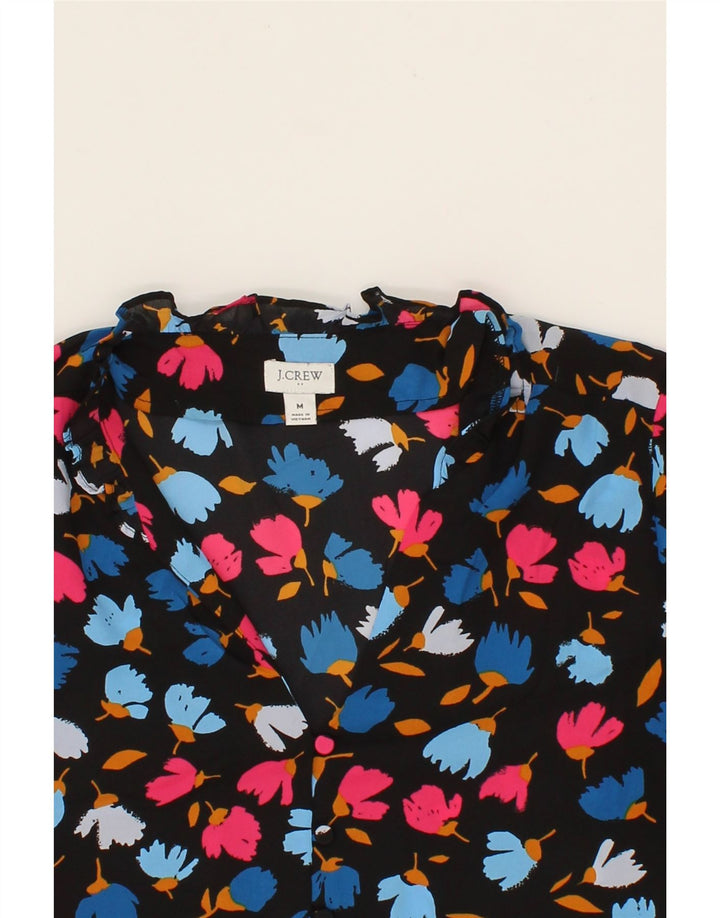 J. CREW Womens Shirt Blouse UK 14 Medium Black Floral Polyester Vintage J. Crew and Second-Hand J. Crew from Messina Hembry 