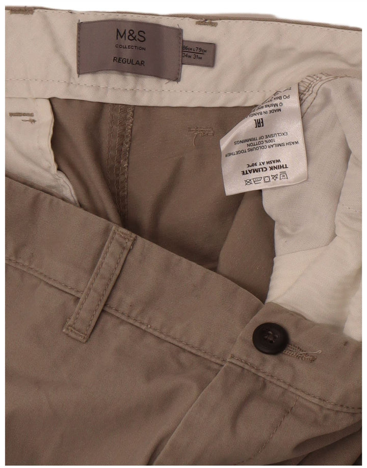 Marks & Spencer Pantalon Chino Coupe Regular Homme W34 L31 Gris Coton