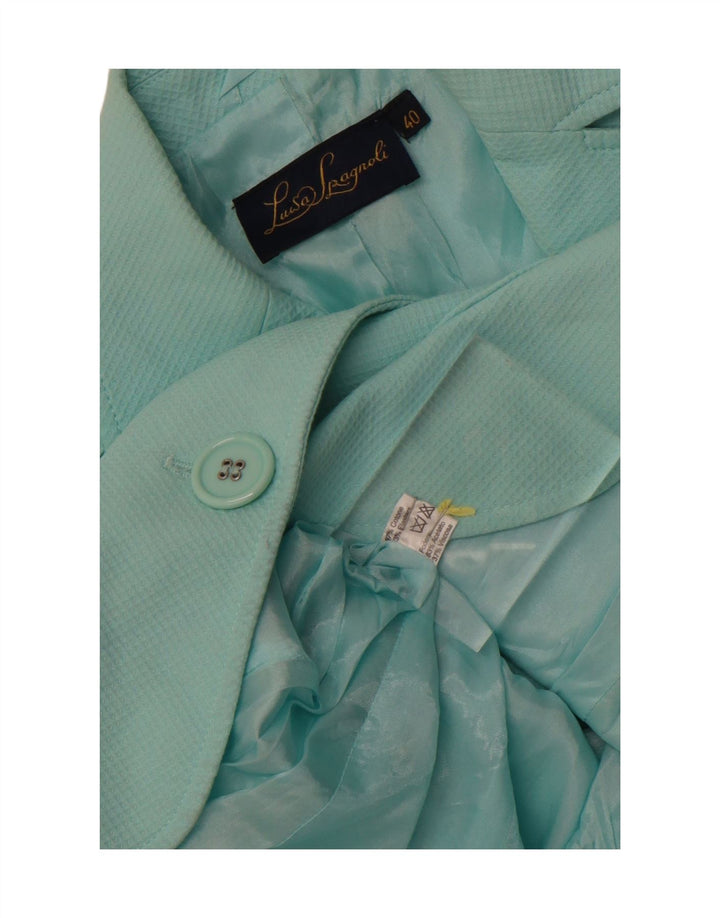 Luisa Spagnoli Veste Blazer 3 Boutons Femme IT 40 Petit Coton Turquoise