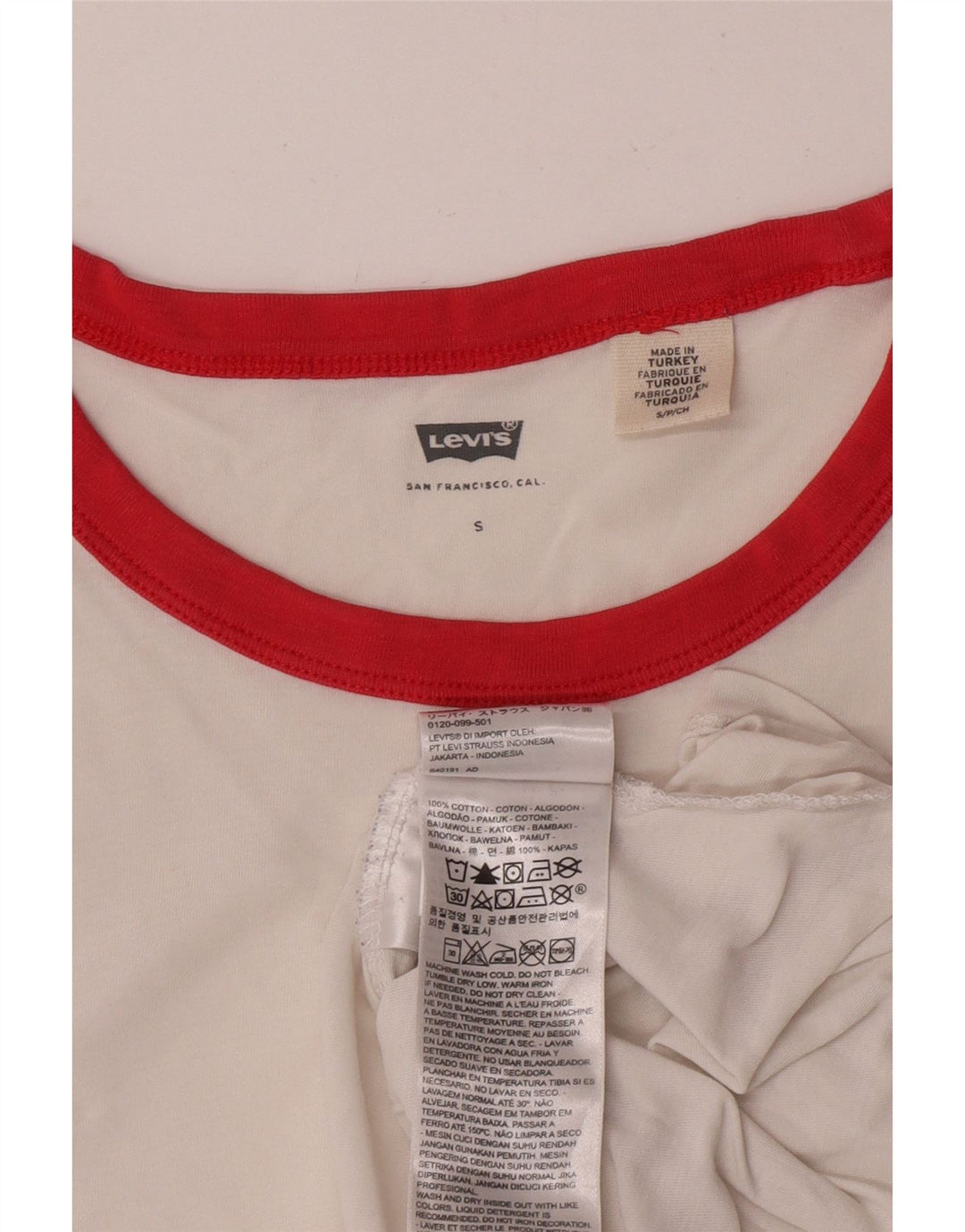 Levi's T-Shirt Femme UK 10 Petit Blanc Coton