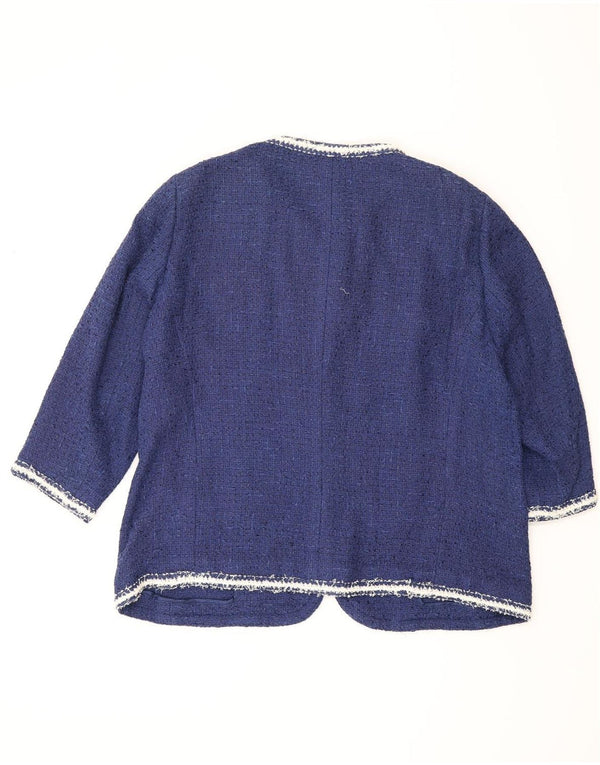 Luisa Spagnoli Veste blazer à manches 3/4 pour femme IT 50 XL Bleu marine Viscose