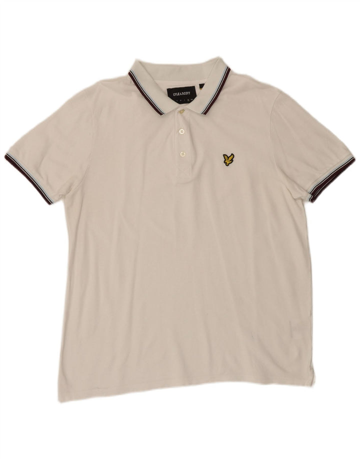 Lyle & Scott Polo Homme XL Blanc Rayé Coton