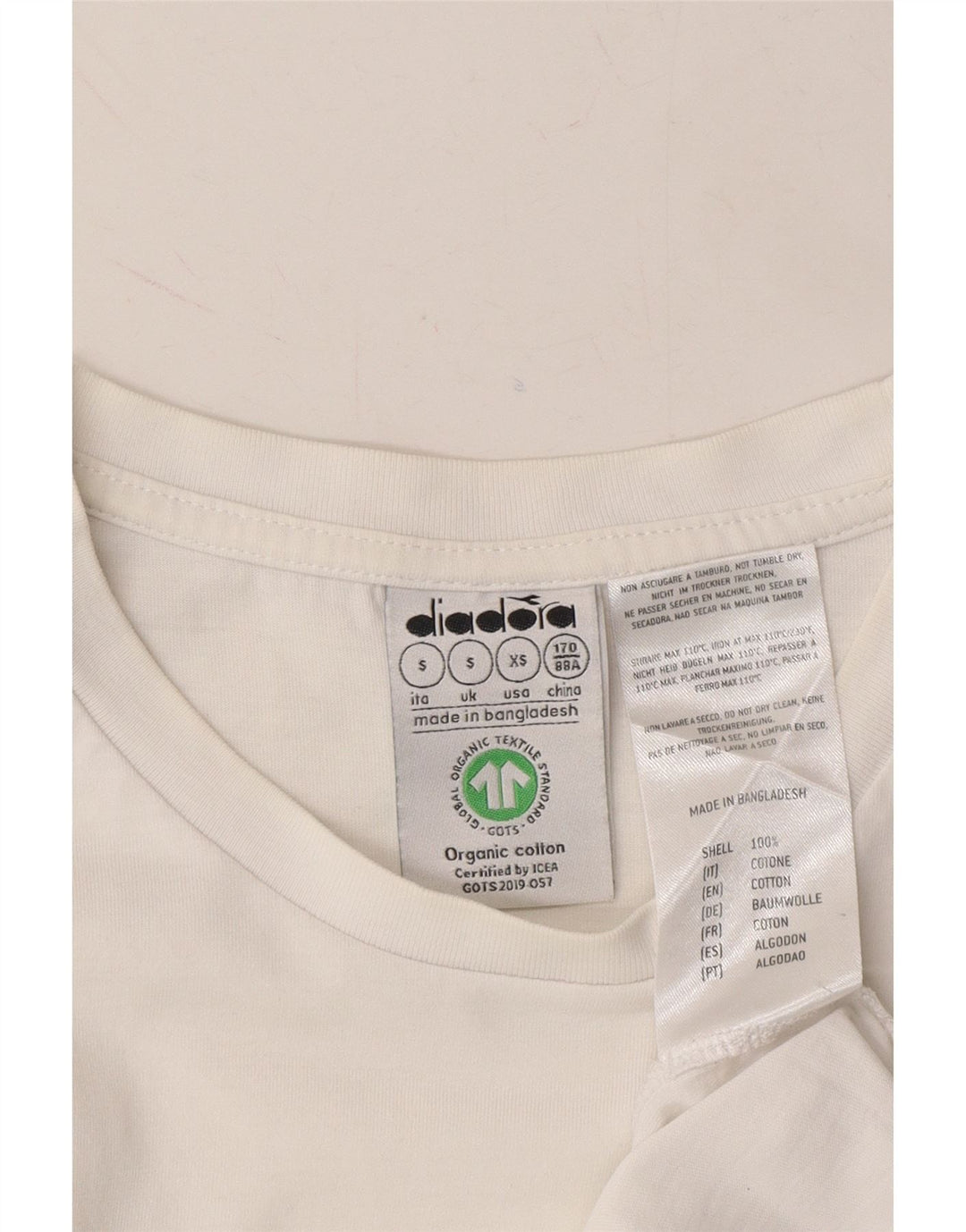 DIADORA Mens Graphic T-Shirt Top Small White Cotton Vintage Diadora and Second-Hand Diadora from Messina Hembry 