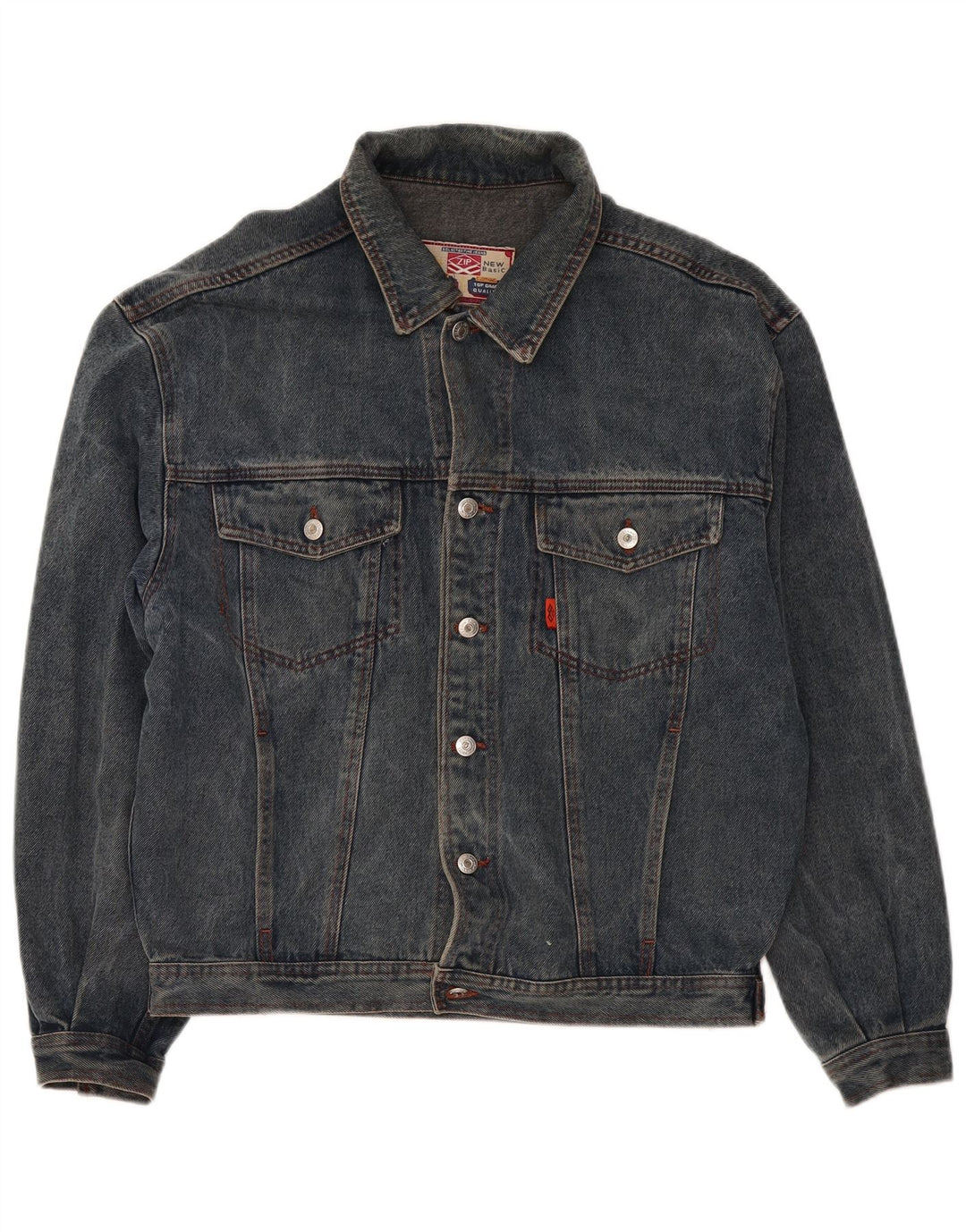 Veste en jean zippée pour homme UK 40 Large Bleu