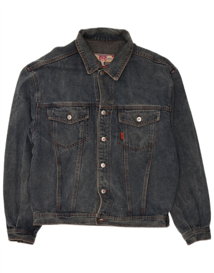 Veste en jean zippée pour homme UK 40 Large Bleu