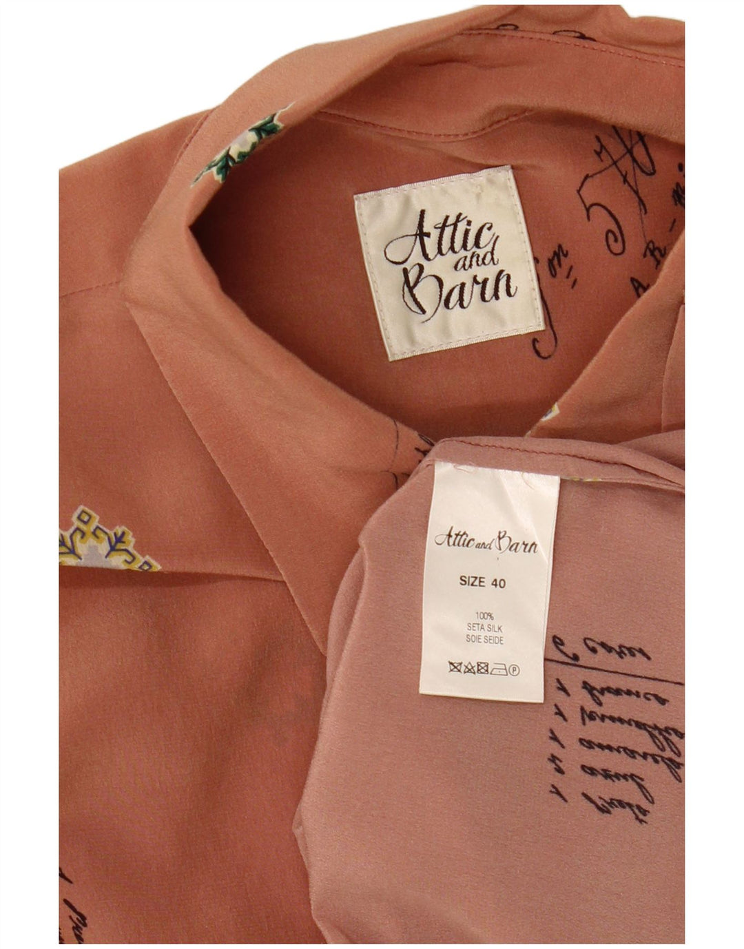 Attic And Barn Chemisier à motif abstrait pour femme EU 40 en soie rose moyen