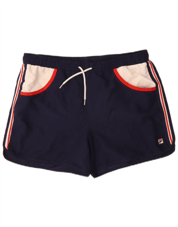 Fila Short de Bain Homme Large Bleu Marine Colorblock Polyester