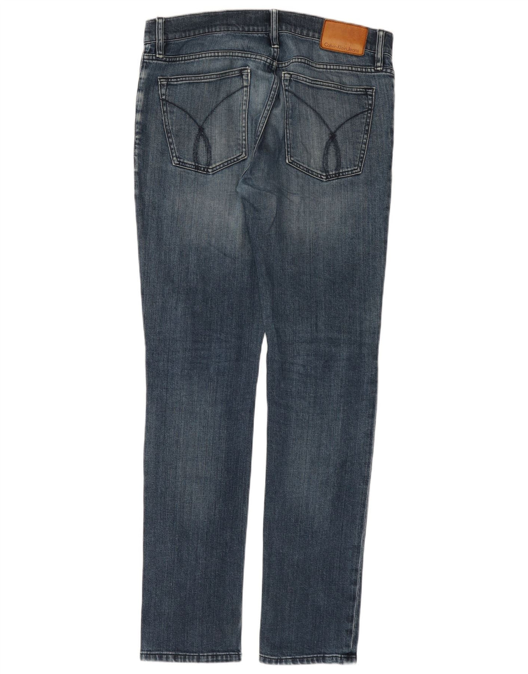 CALVIN KLEIN Jean Slim Déchiré Homme W32 L34 Bleu Coton