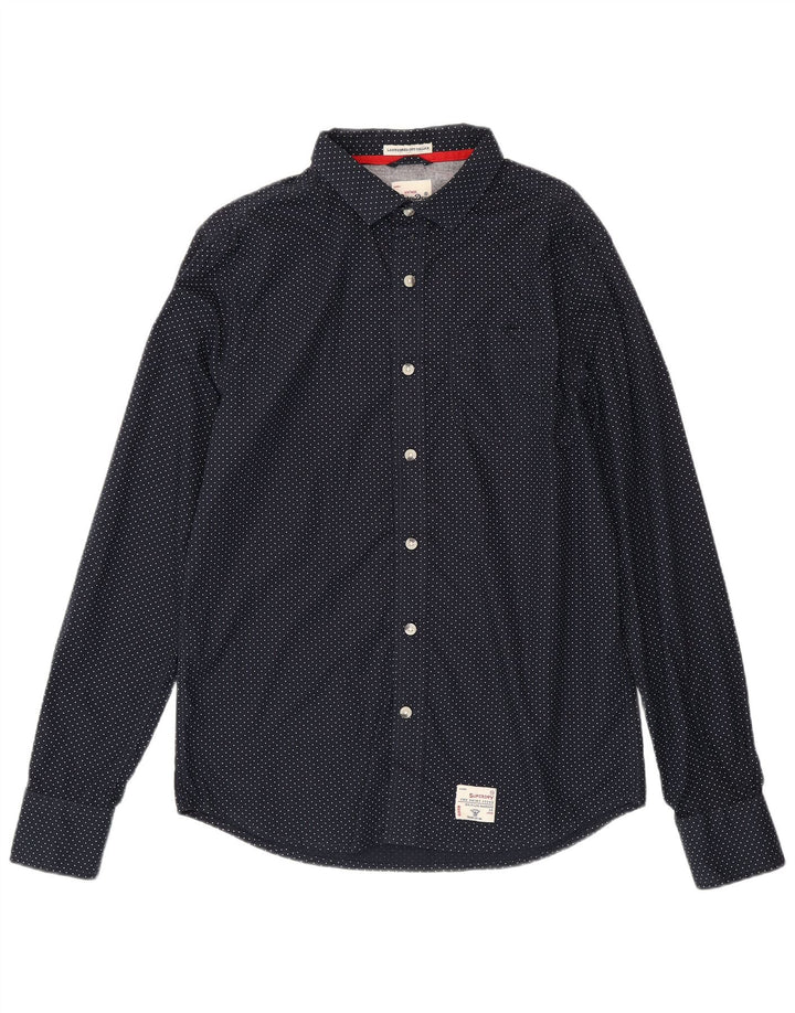 Superdry Chemise Homme XL Bleu Marine À Pois Coton
