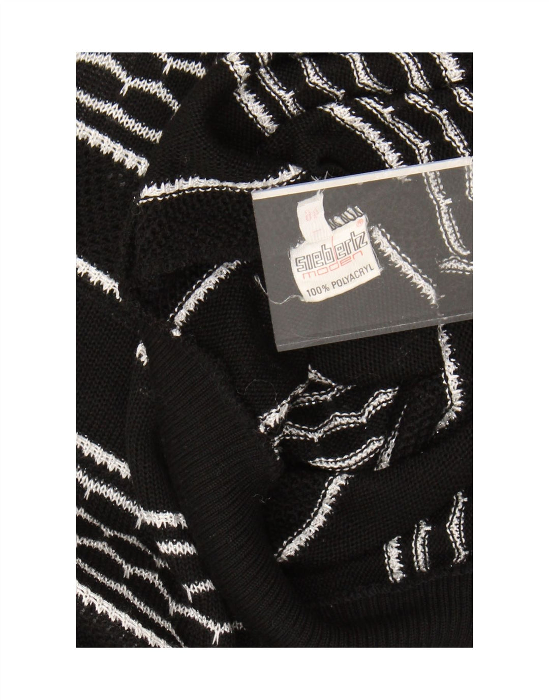 vintage Womens Boat Neck Jumper Pull EU 46 XL Noir Rayé Polyacrylique