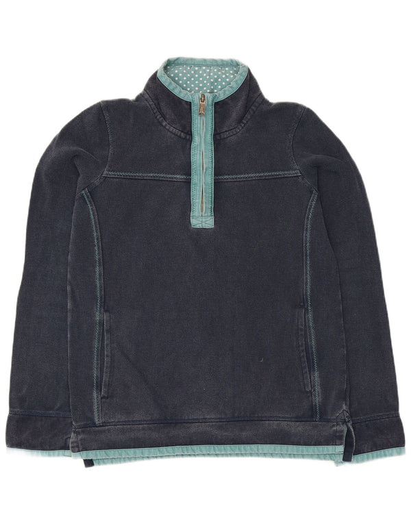 Fat Face Sweat-shirt à col zippé pour femme UK 8 Small Bleu marine Coton