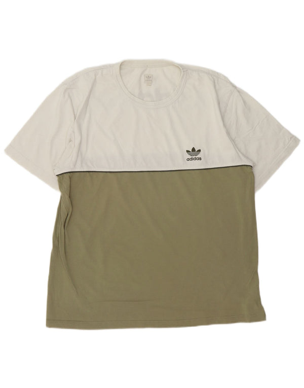 Adidas T-shirt graphique pour hommes, grand, en coton color block blanc