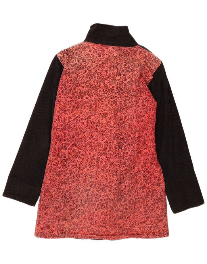 vintage Womens Overcoat UK 12 Moyen Noir Patchwork Coton