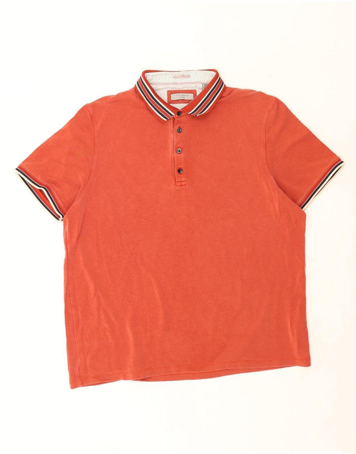 Ted Baker Polo Homme XL Orange Rayé Lyocell