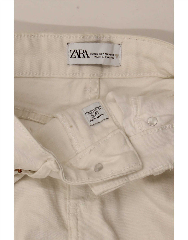 Zara Jean évasé femme EU 38 Small W28 L26 coton blanc
