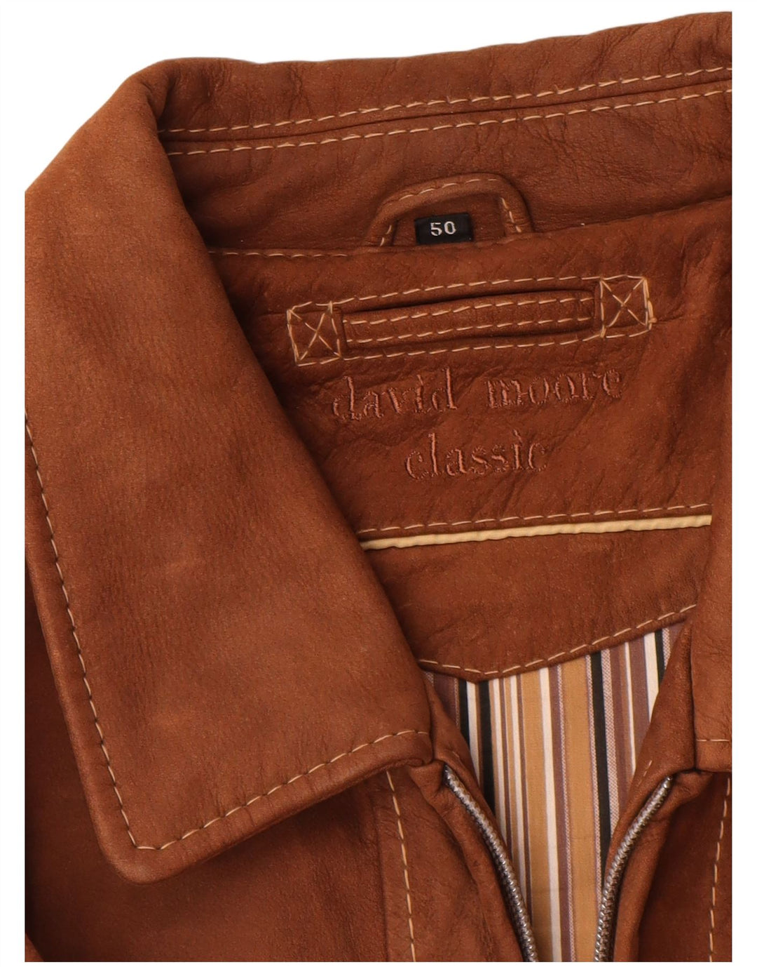 David Moore Veste en cuir pour homme IT 50 Grand cuir marron