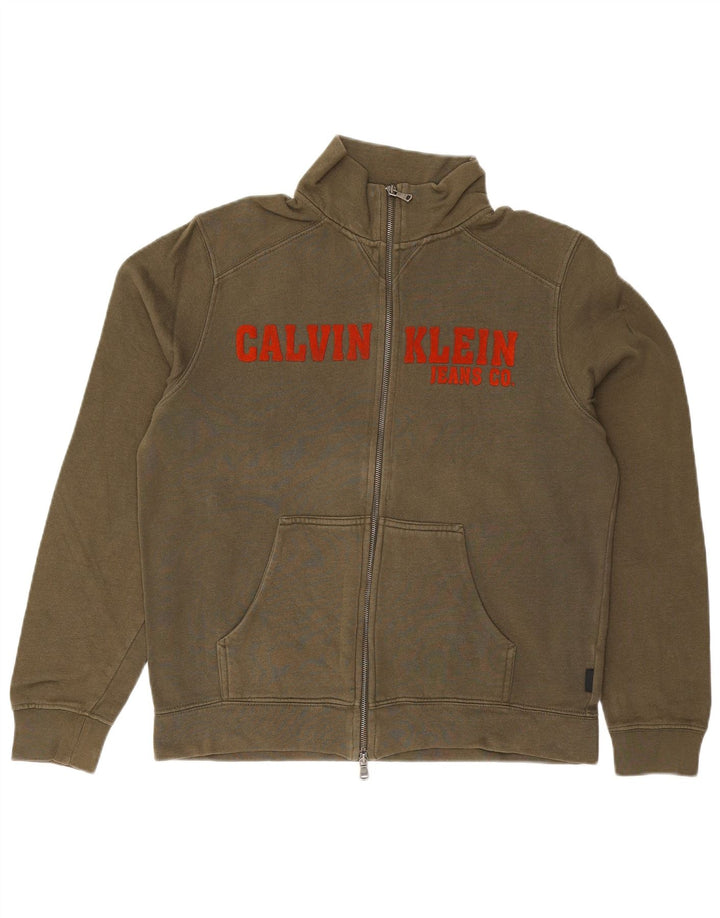 CALVIN KLEIN JEANS Veste de Survêtement Graphique Homme Large Kaki Coton