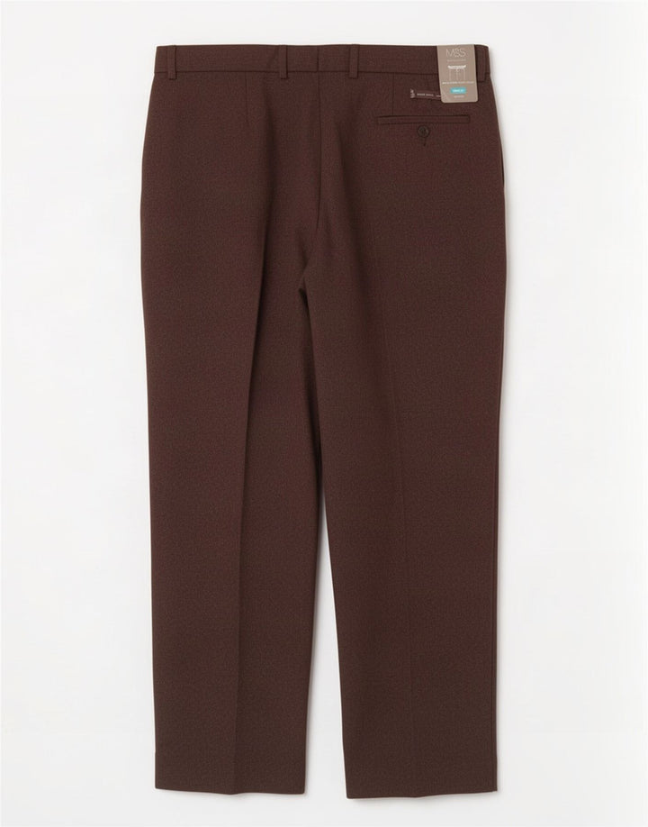 Marks & Spencer Pantalon de costume coupe classique pour homme W40 L31 Marron Polyester