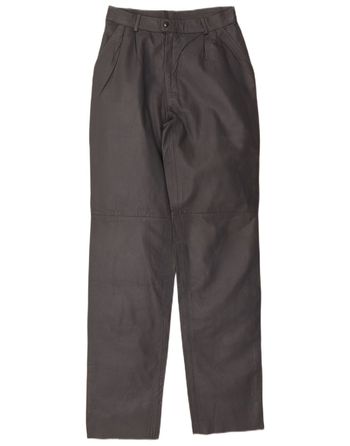VINTAGE Womens Tapered Leather Trousers IT 44 Medium W28 L33 Grey